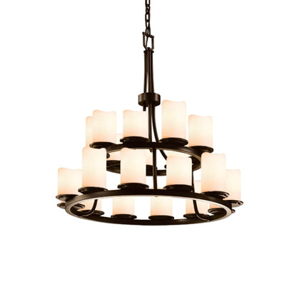 Justice Design Group CandleAria 21 Light 33" Wide Pillar Candle Chandelier with Faux Candle Resin Shades