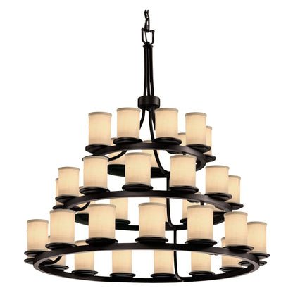 Justice Design Group Textile 42" Wide Ring Chandelier with Cream Shades