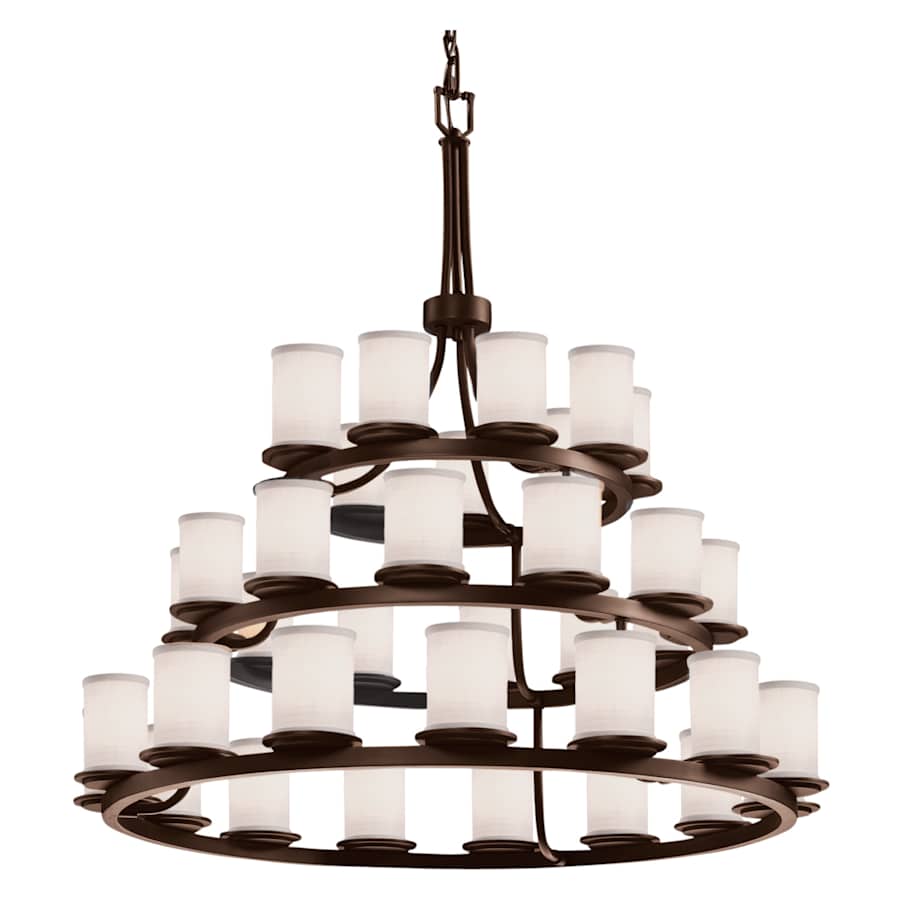 Justice Design Group Textile 42" Wide Ring Chandelier with White Shades