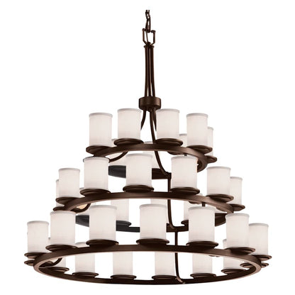 Justice Design Group Textile 42" Wide Ring Chandelier with White Shades