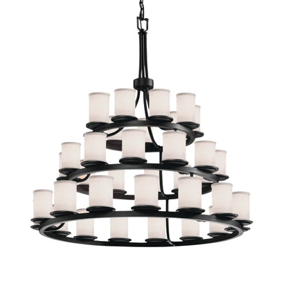 Justice Design Group Textile 36 Light 42" Wide Pillar Candle Style Chandelier with White Fabric Shades