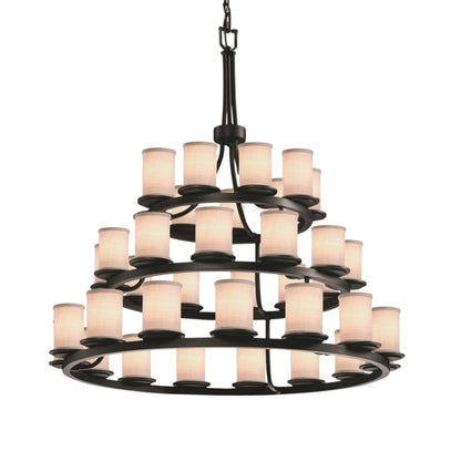 Justice Design Group Textile 42" Wide Ring Chandelier with White Shades