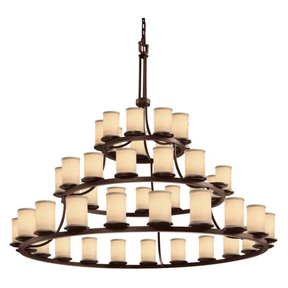Justice Design Group Textile 60" Wide Ring Chandelier with Cream Shades