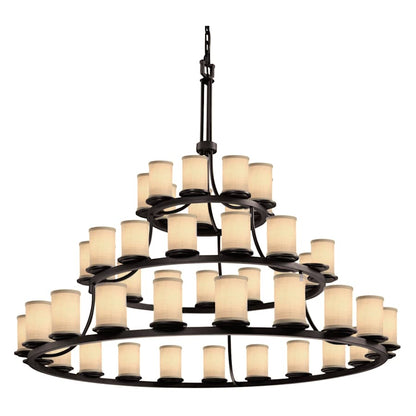 Justice Design Group Textile 60" Wide Ring Chandelier with Cream Shades