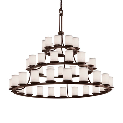 Justice Design Group Textile 45 Light 60" Wide Ring Chandelier with White Shade