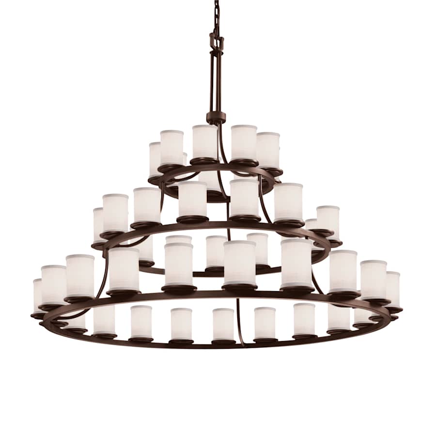 Justice Design Group Textile 60" Wide Ring Chandelier with White Shades