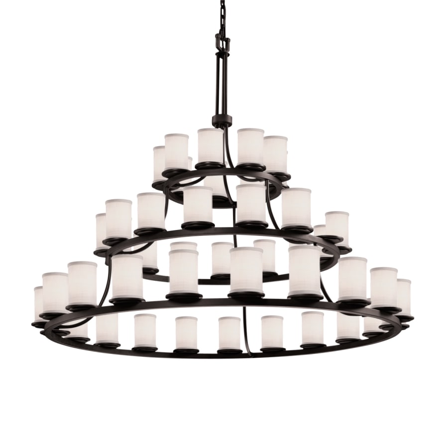 Justice Design Group Textile 45 Light 60" Wide Ring Chandelier with White Shade