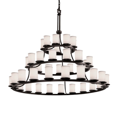 Justice Design Group Textile 45 Light 60" Wide Ring Chandelier with White Shade