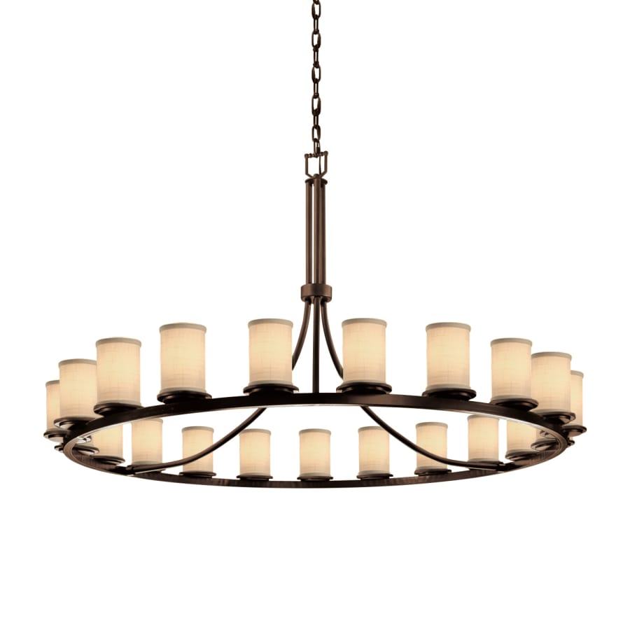 Justice Design Group Textile 21 Light 60" Wide Pillar Candle Style Chandelier with Cream Woven Fabric Shades