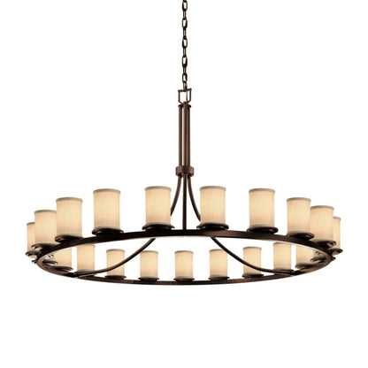Justice Design Group Textile 21 Light 60" Wide Pillar Candle Style Chandelier with Cream Woven Fabric Shades