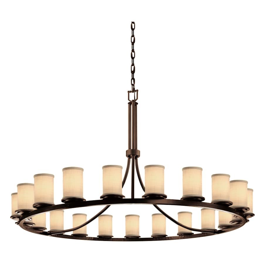 Justice Design Group Textile 60" Wide Ring Chandelier with Cream Shades