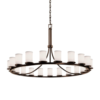 Justice Design Group Textile 21 Light 60" Wide Pillar Candle Style Chandelier with White Fabric Shades
