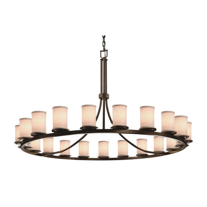 Justice Design Group Textile 60" Wide Ring Chandelier with White Shades