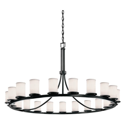 Justice Design Group Textile 60" Wide Ring Chandelier with White Shades