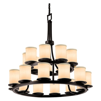 Justice Design Group Textile 33" Wide Ring Chandelier with Cream Shades