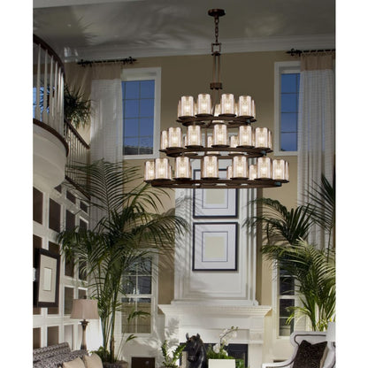 Justice Design Group Fusion 36 Light 42" Wide Pillar Candle Style Chandelier with Mercury Glass Shades