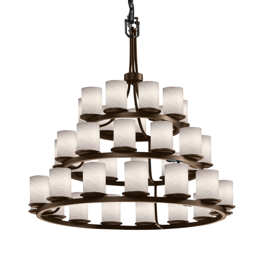 Justice Design Group Fusion 36 Light 42" Wide Pillar Candle Style Chandelier with Weave-Patterned Glass Shades