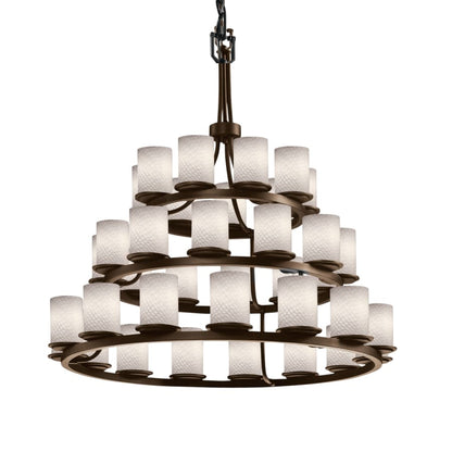 Justice Design Group Fusion 36 Light 42" Wide Pillar Candle Style Chandelier with Weave-Patterned Glass Shades