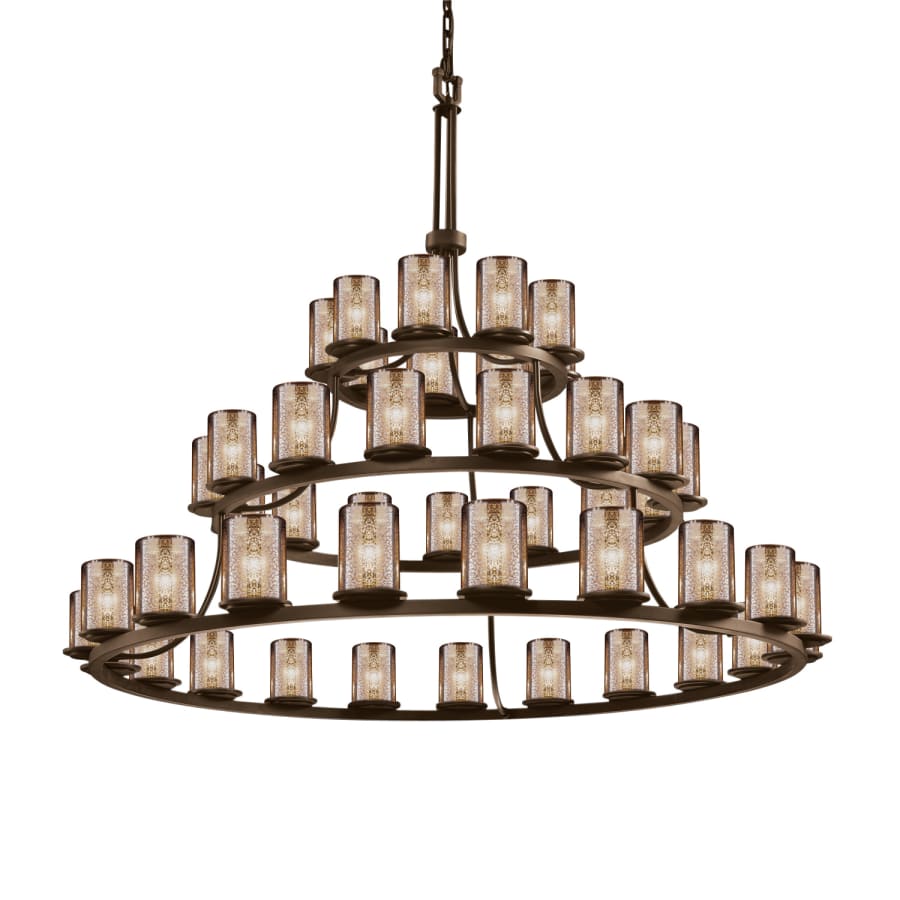 Justice Design Group Fusion 45 Light 60" Wide Pillar Candle Style Chandelier with Mercury Glass Shades