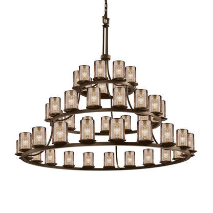 Justice Design Group Fusion 45 Light 60" Wide Pillar Candle Style Chandelier with Mercury Glass Shades