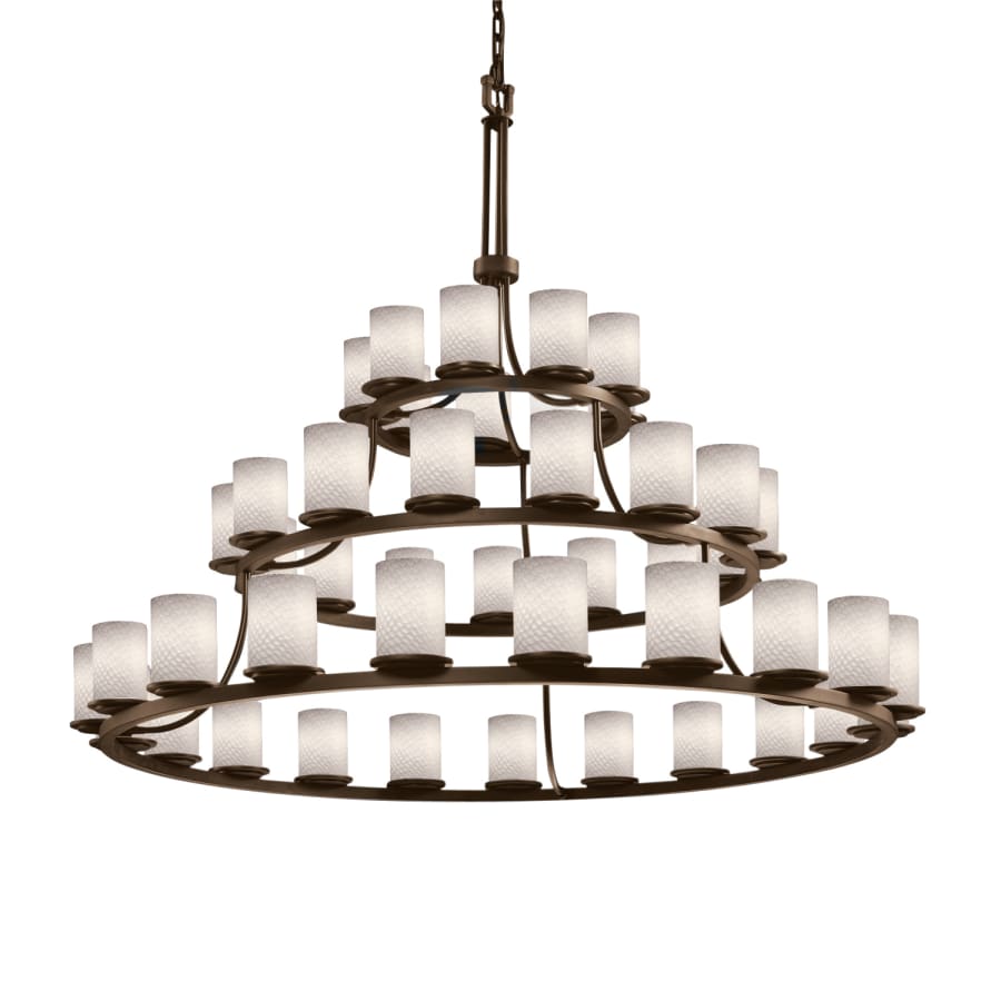 Justice Design Group Fusion 45 Light 60" Wide Pillar Candle Style Chandelier with Weave-Patterned Glass Shades