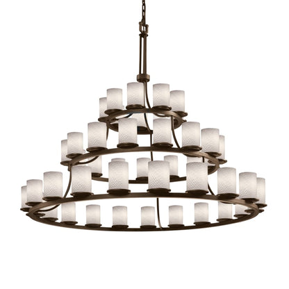Justice Design Group Fusion 45 Light 60" Wide Pillar Candle Style Chandelier with Weave-Patterned Glass Shades