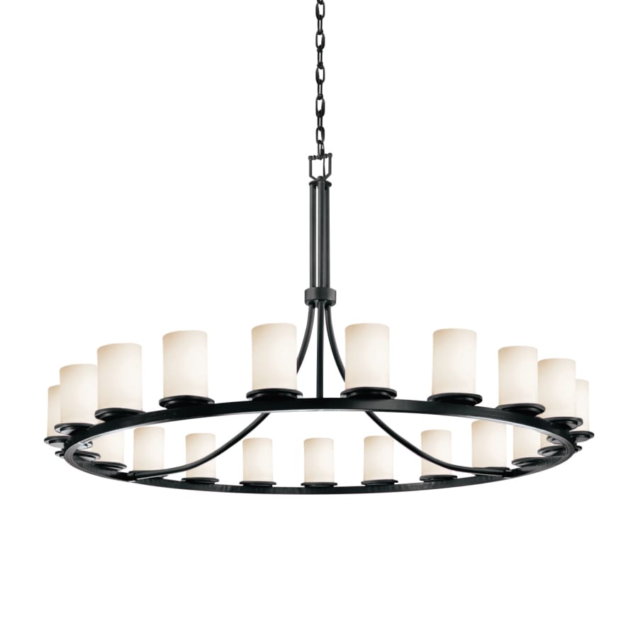 Justice Design Group Fusion 21 Light 60" Wide Pillar Candle Style Chandelier with Opal Glass Shades