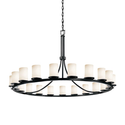 Justice Design Group Fusion 21 Light 60" Wide Pillar Candle Style Chandelier with Opal Glass Shades