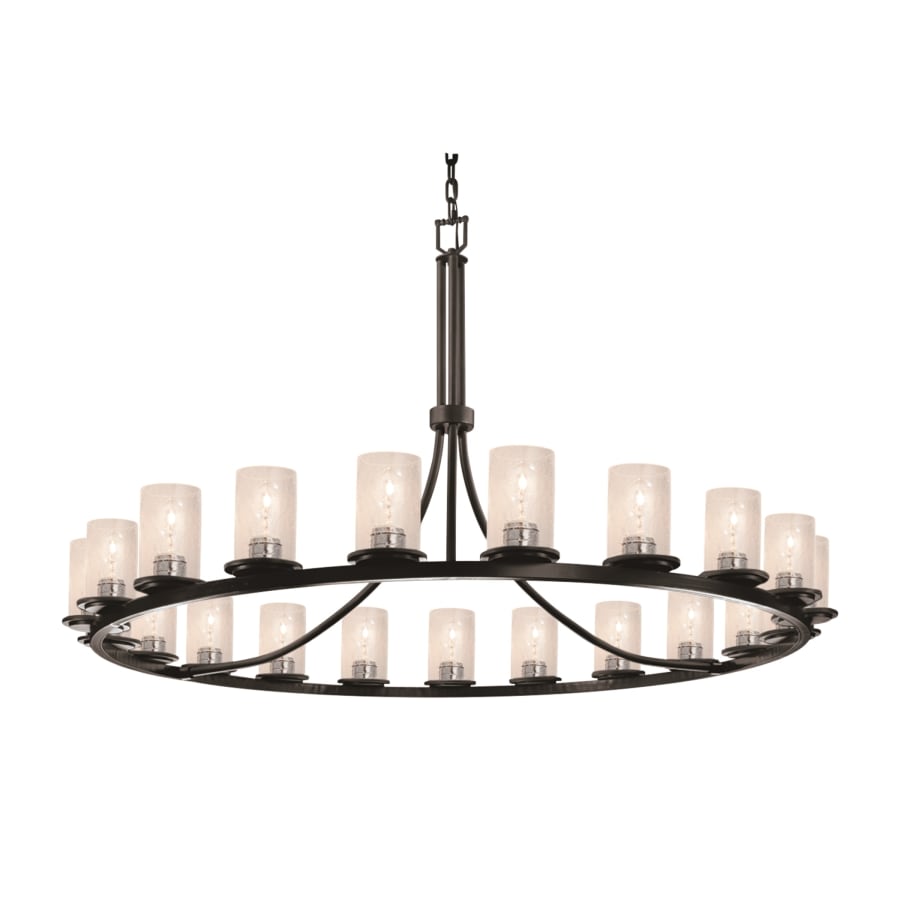 Justice Design Group Fusion 21 Light 60" Wide Pillar Candle Chandelier with Flat Rimmed Cylinder Seeded Shades