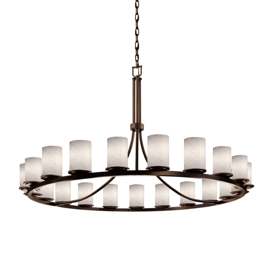 Justice Design Group Fusion 21 Light 60" Wide Pillar Candle Style Chandelier with Weave-Patterned Glass Shades