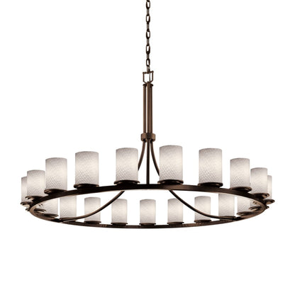 Justice Design Group Fusion 21 Light 60" Wide Pillar Candle Style Chandelier with Weave-Patterned Glass Shades