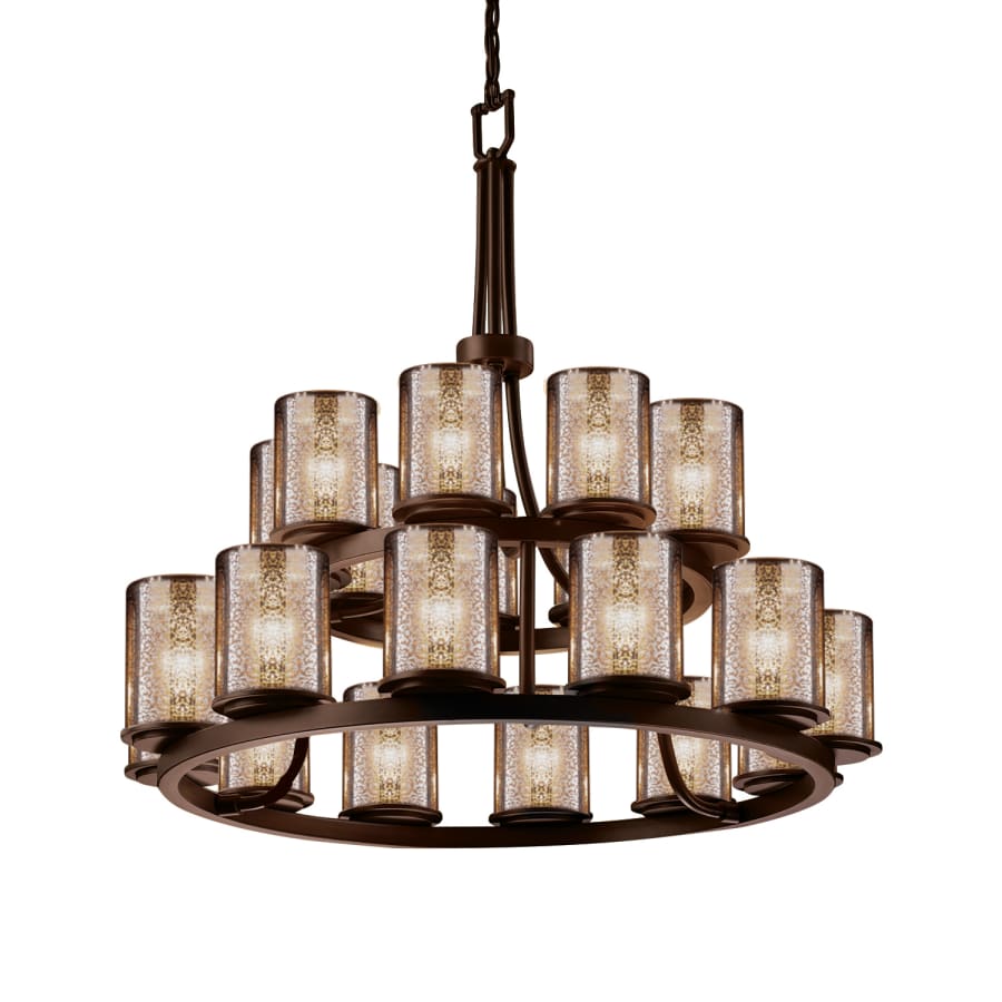 Justice Design Group Fusion 21 Light 33" Wide Pillar Candle Style Chandelier with Mercury Glass Shades