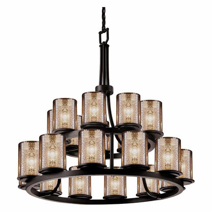 Justice Design Group Fusion 33" Wide Ring Chandelier with Mercury Shades