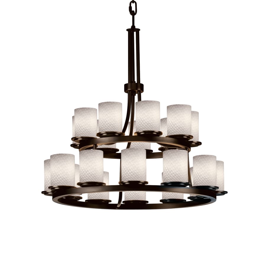 Justice Design Group Fusion 21 Light 33" Wide Pillar Candle Style Chandelier with Weave-Patterned Glass Shades