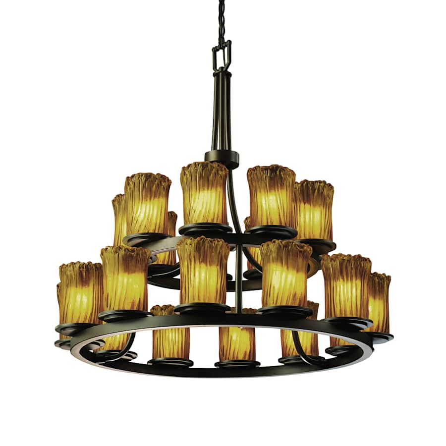 Justice Design Group Veneto Luce 33" Wide Ring Chandelier with Amber Shades