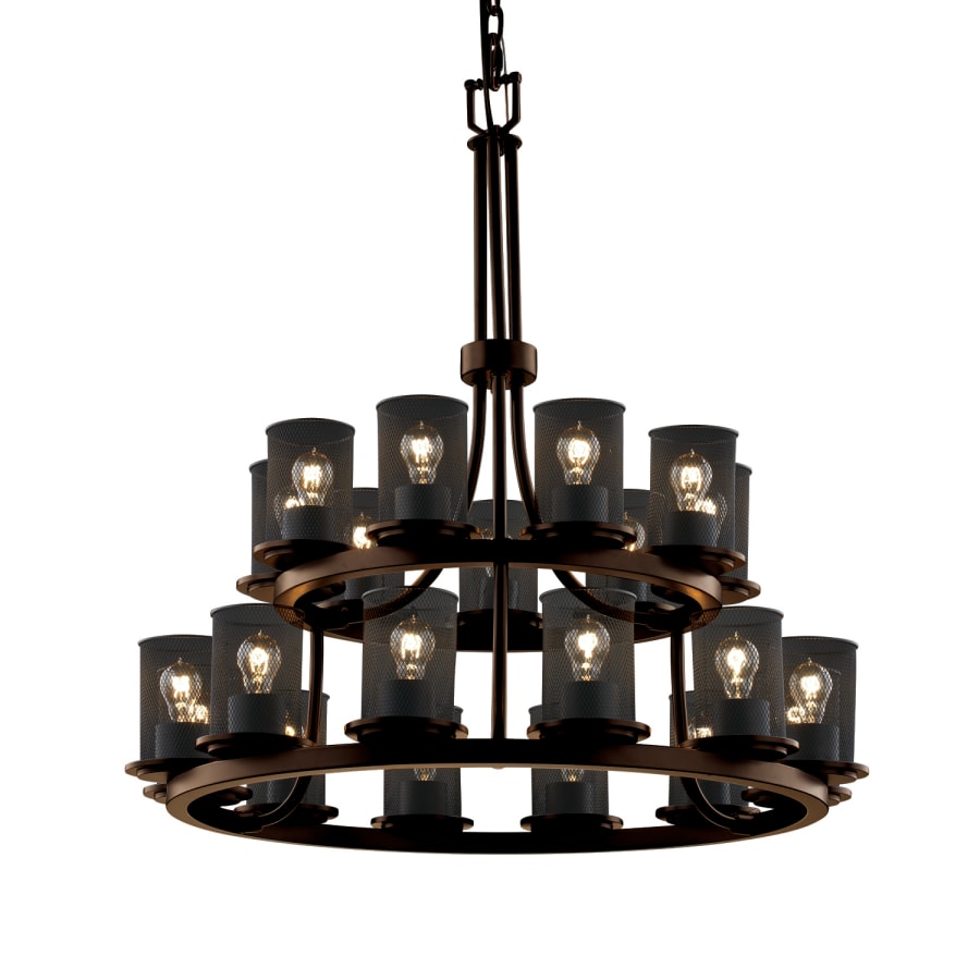 Justice Design Group Wire Mesh 21 Light 33" Wide Pillar Candle Style Chandelier with Wire Mesh Shades