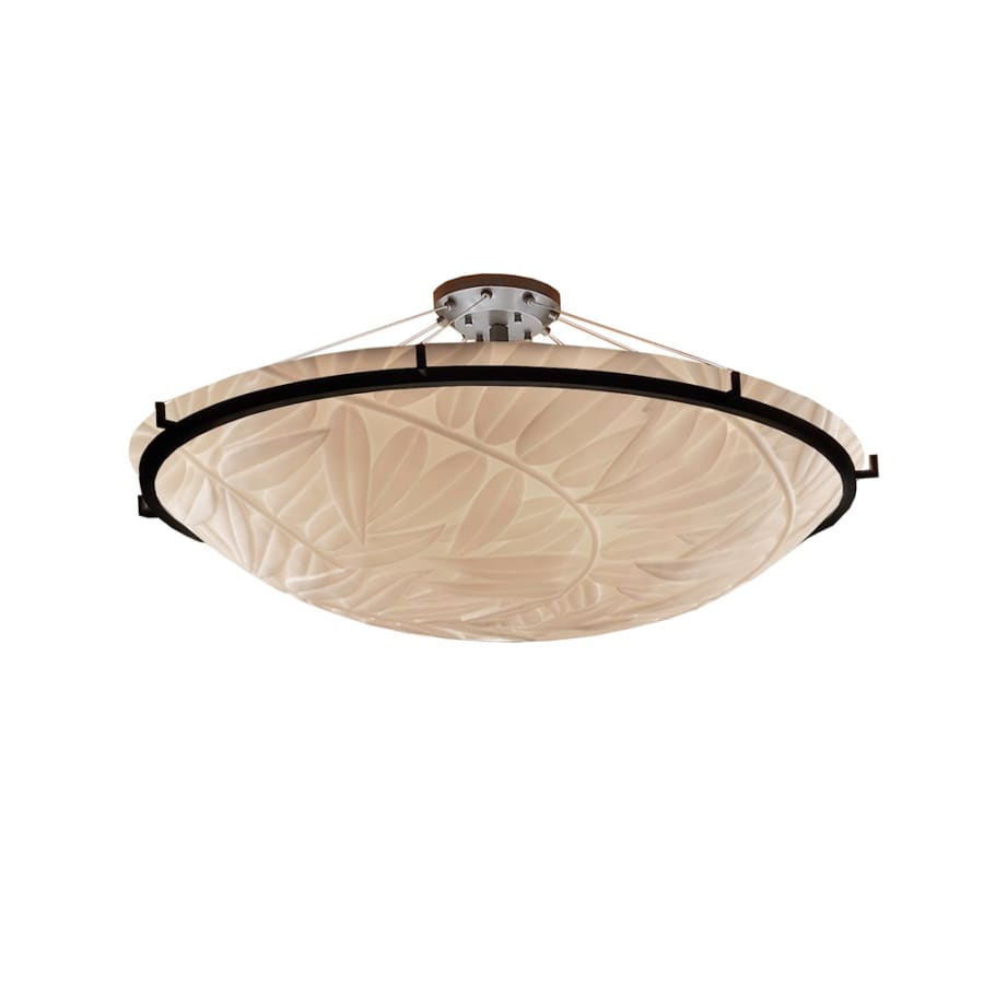Justice Design Group Porcelina 51" Wide LED Round Semi-Flush Bowl Ceiling Fixture with Bamboo Shade