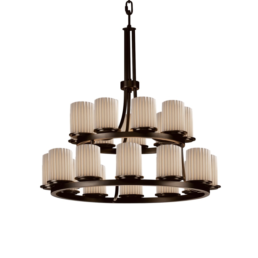 Justice Design Group Limoges 21 Light 33" Wide Pillar Candle Chandelier with Translucent Porcelain Shades