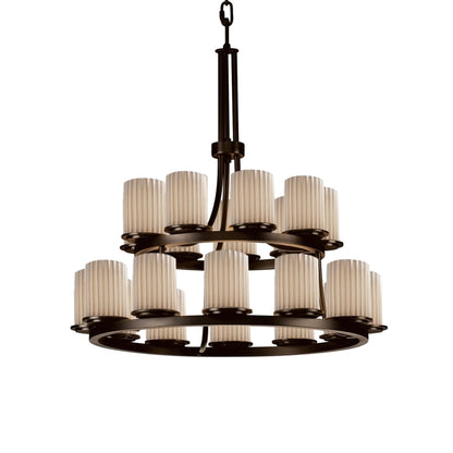 Justice Design Group Limoges 21 Light 33" Wide Pillar Candle Chandelier with Translucent Porcelain Shades