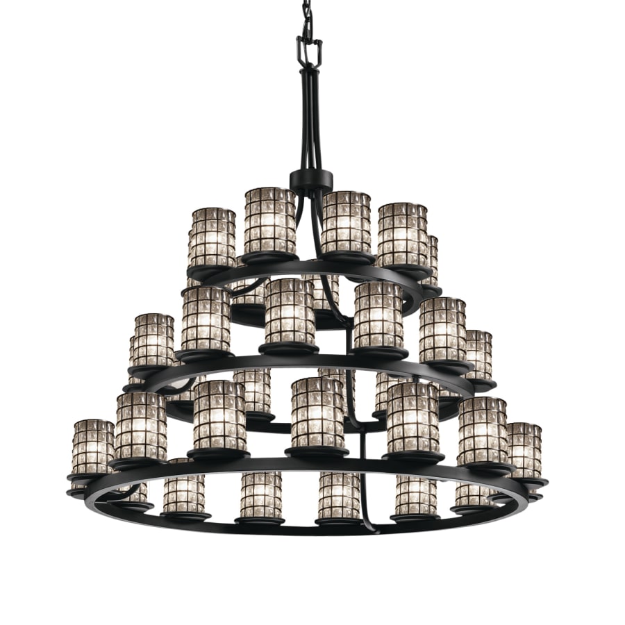 Justice Design Group Wire Glass 36 Light 42" Wide Pillar Candle Style Chandelier with Clear, Bubble Glass Shades