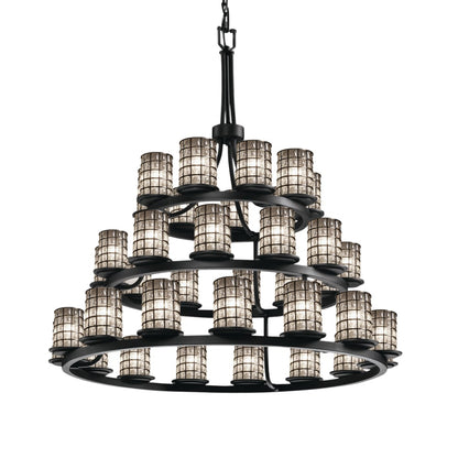 Justice Design Group Wire Glass 36 Light 42" Wide Pillar Candle Style Chandelier with Clear, Bubble Glass Shades