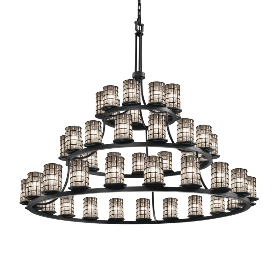 Justice Design Group Wire Glass 45 Light 60" Wide Pillar Candle Style Chandelier with Clear, Bubble Glass Shades
