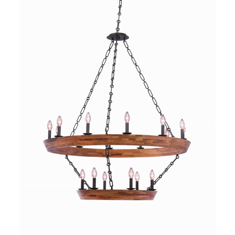 Kalco Lansdale 18 Light 42" Wide Wrought Iron Ring Chandelier