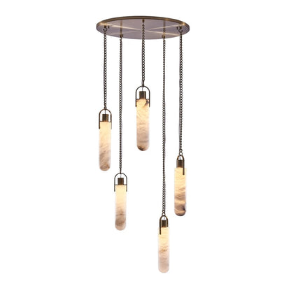 Kalco Flint Additions 24" Wide LED Multi Light Pendant with Alabaster Shades