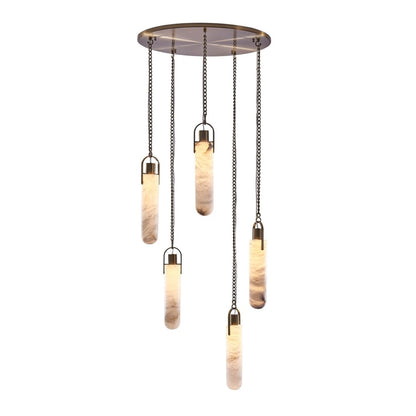 Kalco Flint Additions 24" Wide LED Multi Light Pendant with Alabaster Shades