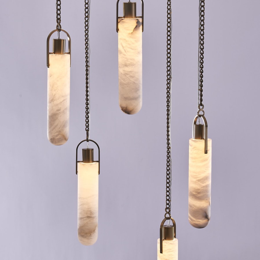 Kalco Flint Additions 24" Wide LED Multi Light Pendant with Alabaster Shades