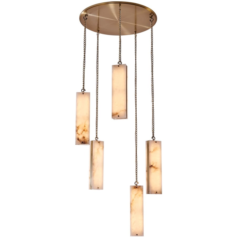 Kalco Vertical 28" Wide LED Multi Light Pendant with Alabaster Shades