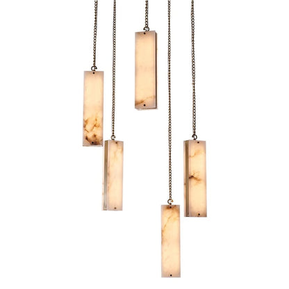 Kalco Vertical 28" Wide LED Multi Light Pendant with Alabaster Shades