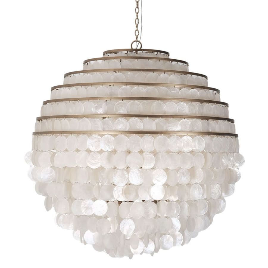 Kalco Sphere 8 Light 36" Wide Pendant with Hanging Capiz Shells