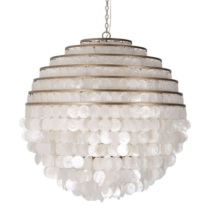 Kalco Sphere 8 Light 36" Wide Pendant with Hanging Capiz Shells
